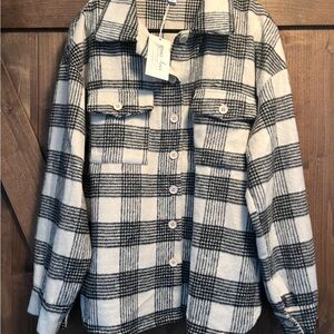 Grace & Lace Black and White Plaid Button Down Shirt /Shacket / BNWT/ size M/$35